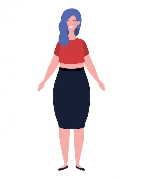 Free vector young woman standing on white