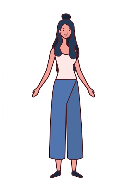 Free vector young woman standing on white