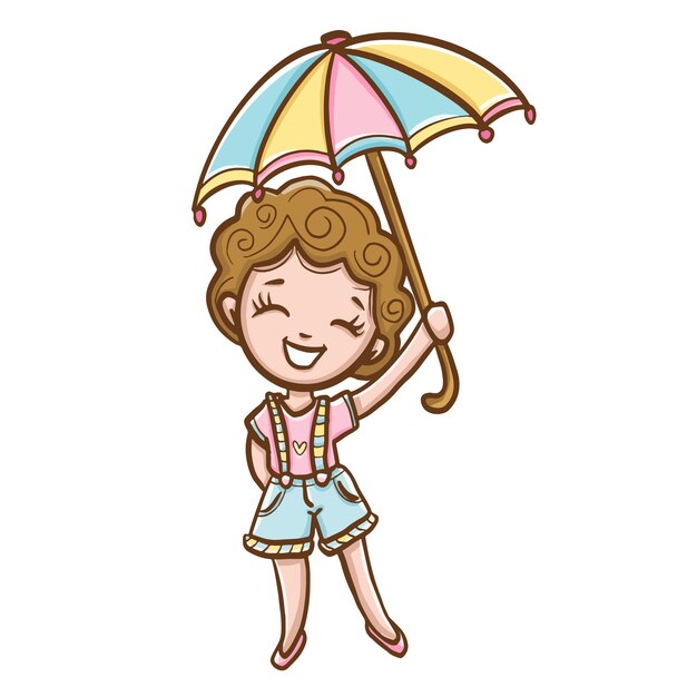 Молодая женщина с красочным зонтиком