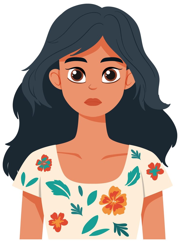 Free Vector young woman with floral shirt