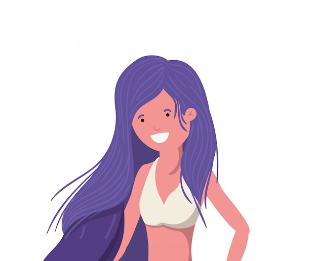 Free vector young woman with swimsuit on white