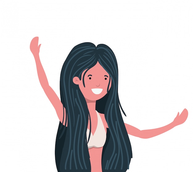 Free vector young woman with swimsuit on white