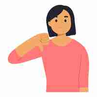 Free vector young woman with thumbs down gesture as a bad sign