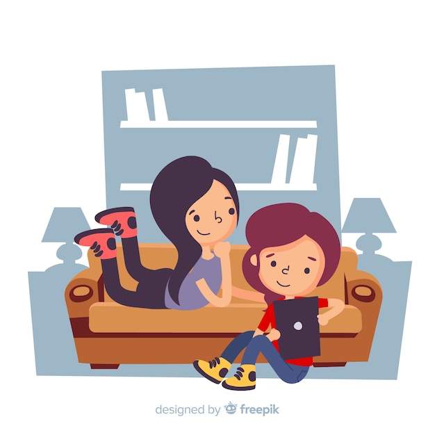 Free vector young women spending time together