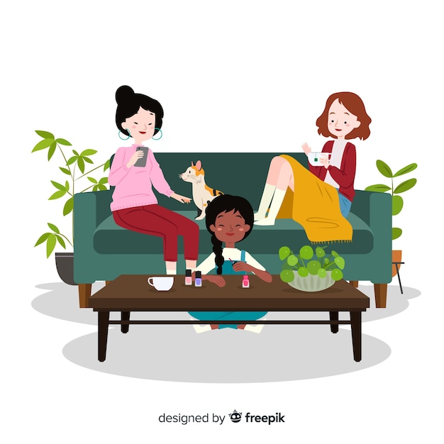 Free vector young women spending time together