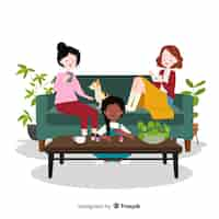 Free vector young women spending time together