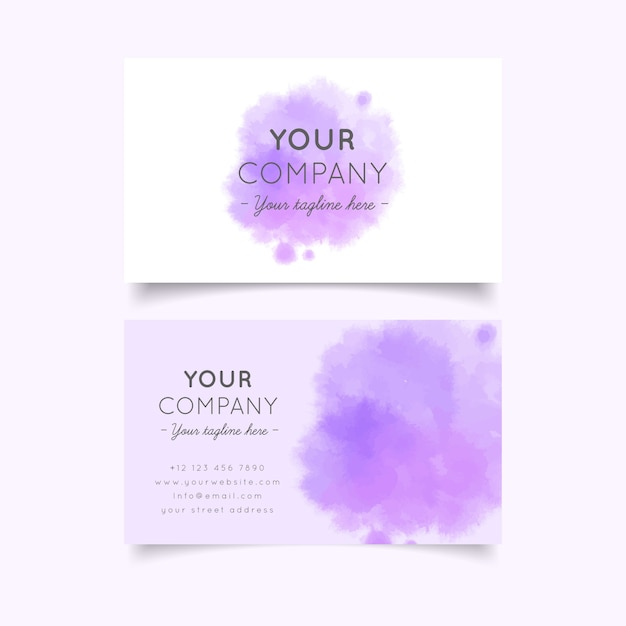Шаблон визитки вашей компании в фиолетовых пастельных тонах