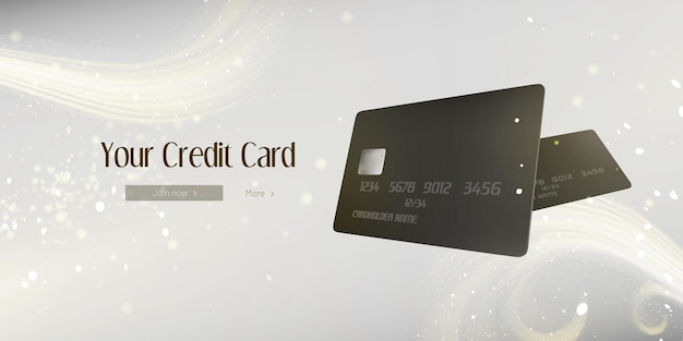 Free vector your credit card web banner with black bank cards