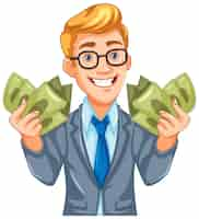 Free vector youth business man holding money