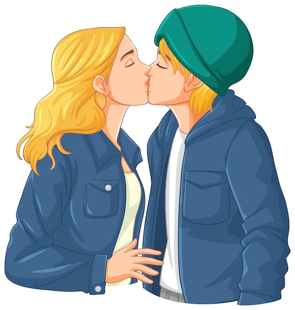 Vettore gratuito fumetto baciante delle coppie della gioventù