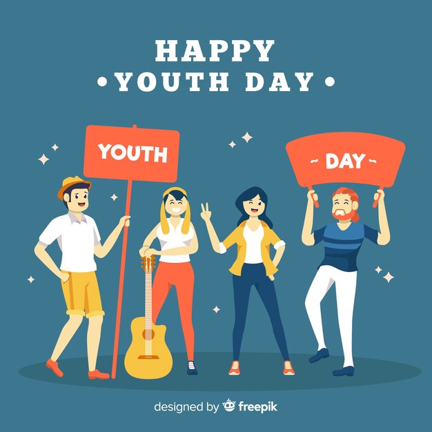 Free vector youth day background flat style