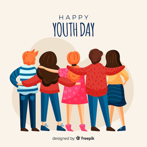 Free vector youth day background hand drawn style