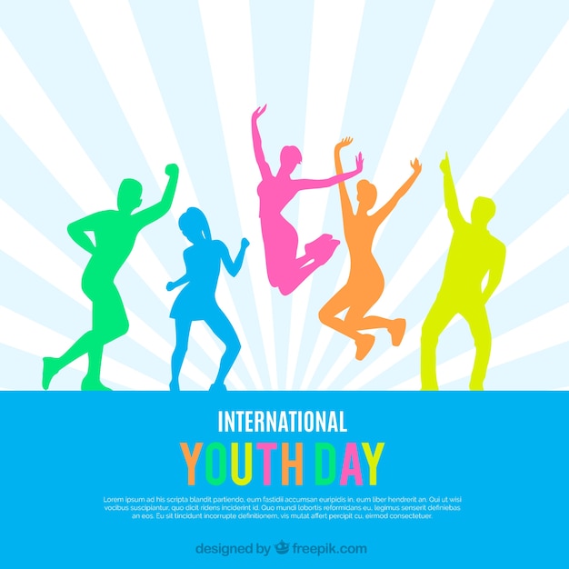 Youth day background with colorful silhouettes