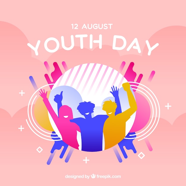 Free vector youth day background with colorful silhouettes