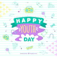 Free vector youth day background with different elements