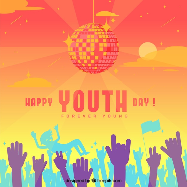 Free vector youth day background with hands of crowd