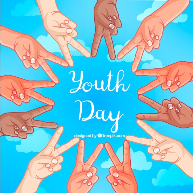 Free vector youth day background with hands