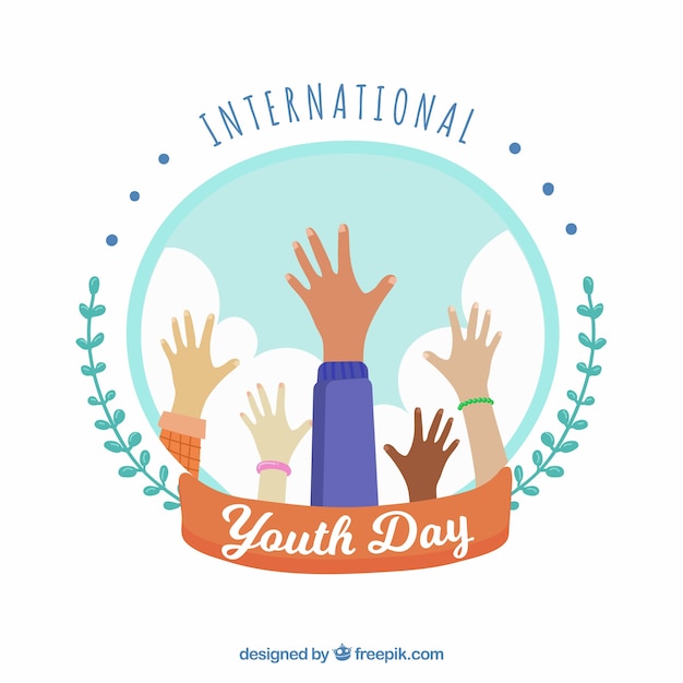 Free vector youth day background with hands