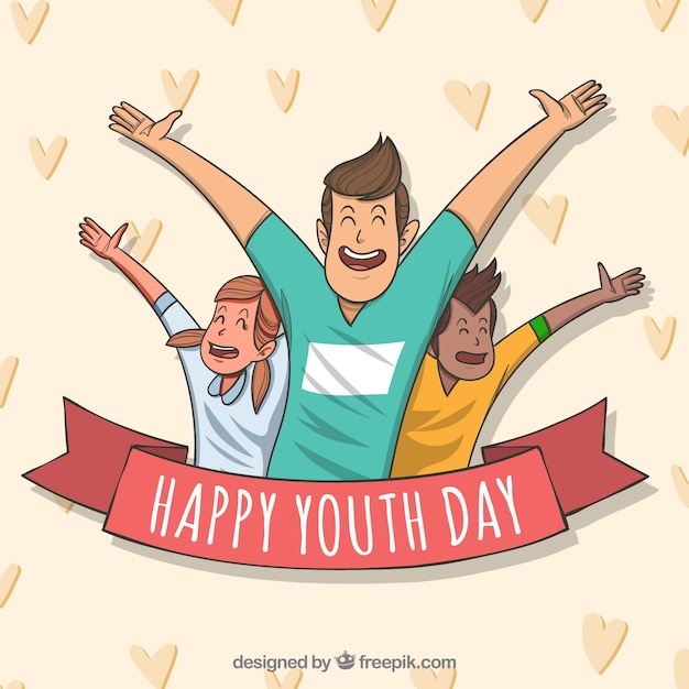 Free vector youth day background with happy people