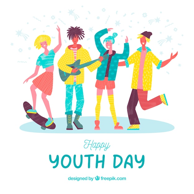 Youth day background with happy people