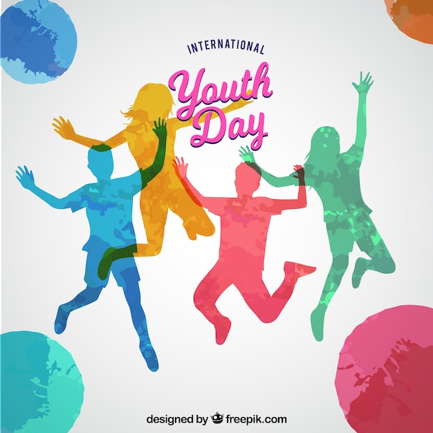 Free vector youth day background with silhouettes of colors