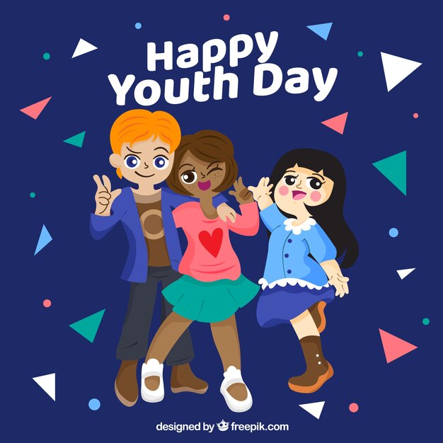 Youth day background with three kids