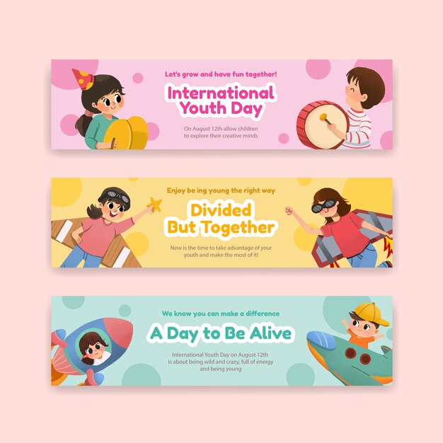 Youth day banner template design for international youth day, template, advertising watercolor