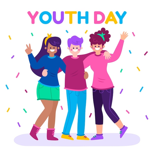 Free vector youth day event flat design