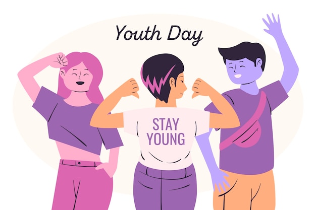 Free vector youth day illustration with individuals