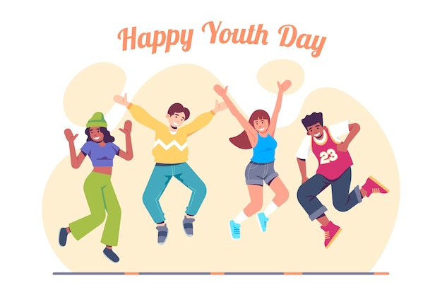 Free vector youth day people jumping theme