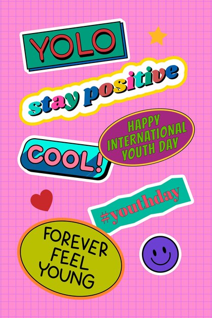 Youth day sticker illustrations vector