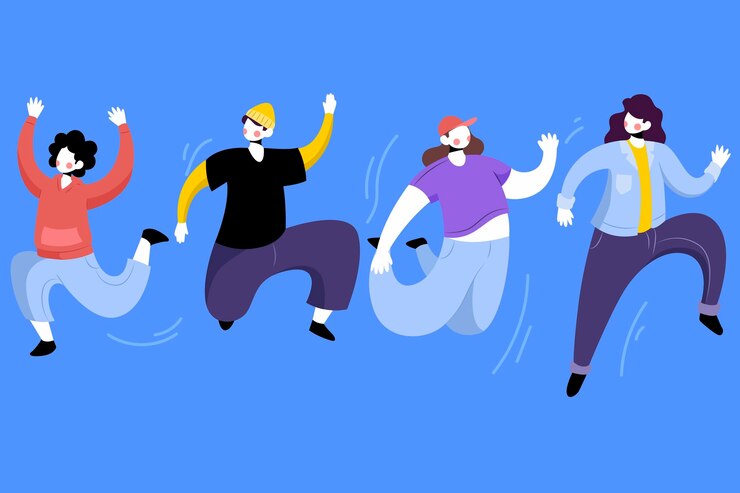Free Vector youth day with pack of people jumping