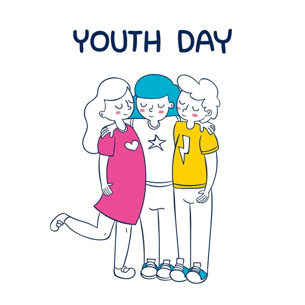 Free vector youth day with people hugging together