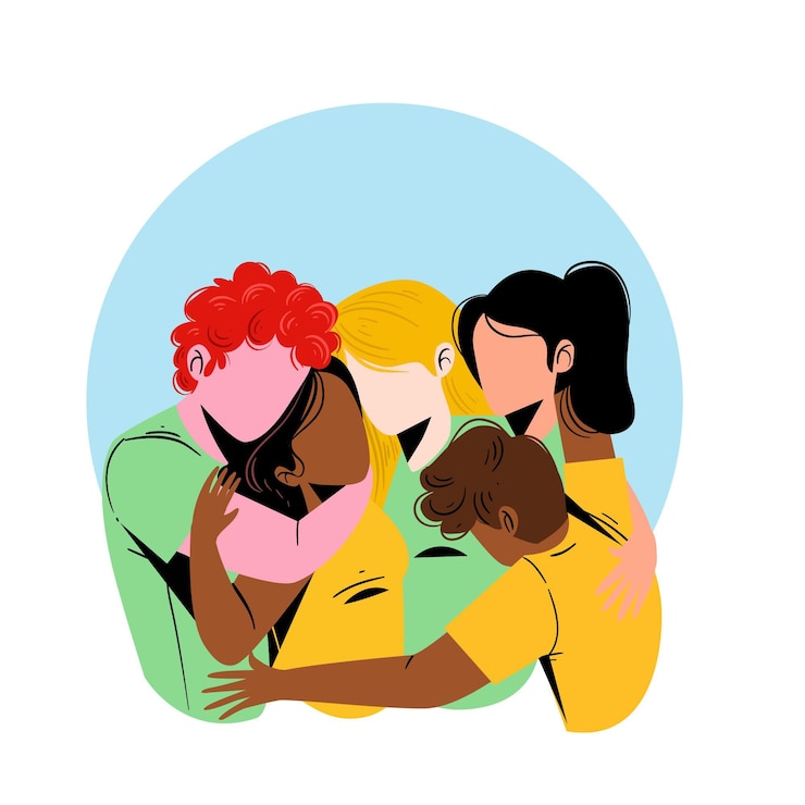 Free Vector youth day with people hugging together