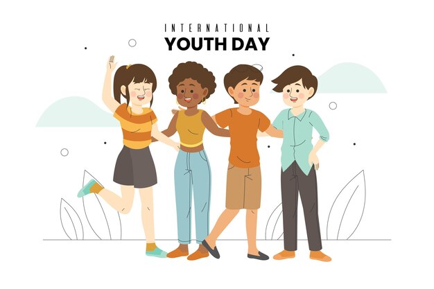 Youth day with young people hugging together