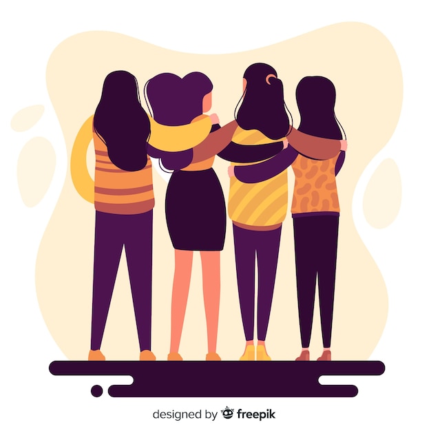 Free vector youth people hugging together background