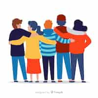 Free vector youth people hugging together background