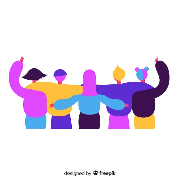 Free vector youth people hugging together background
