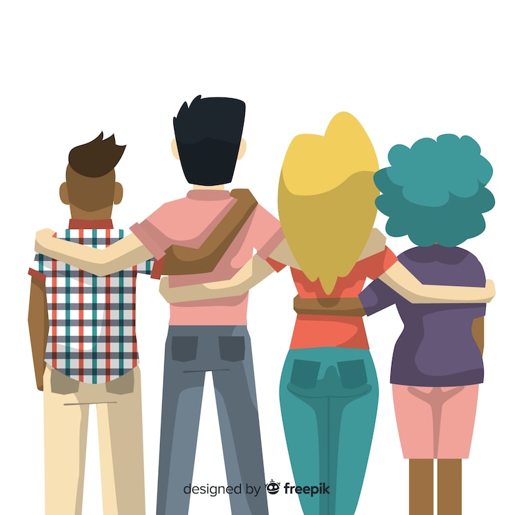 Free Vector youth people hugging together background