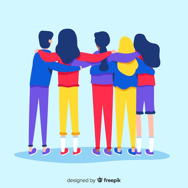 Free vector youth people hugging together background