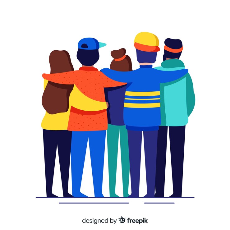 Free Vector youth people hugging together background
