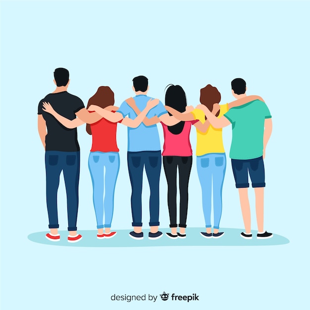 Free vector youth people hugging together background