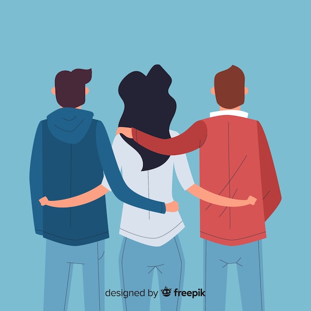 Free vector youth people hugging together background