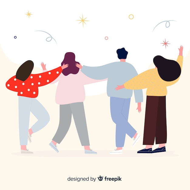 Youth people hugging together background