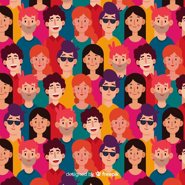 Free vector youth people pattern flat design