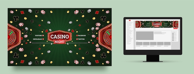 Free vector youtube channel art for casino and gambling