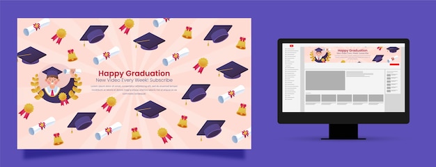 Free vector youtube channel art for class of 2023 graduation