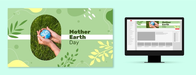 Free vector youtube channel art for earth day celebration