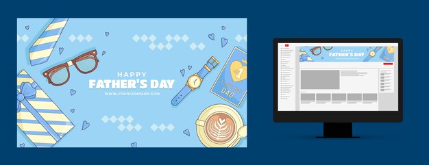 Free Vector youtube channel art for fathers day celebration
