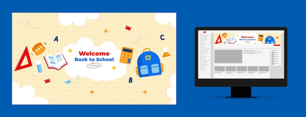 무료 벡터 개학 시즌을 위한 유튜브 채널 아트